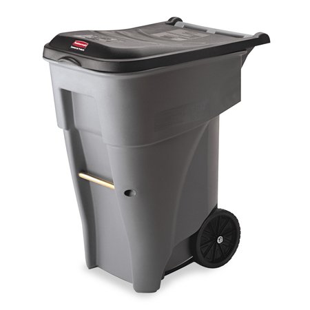 RUBBERMAID COMMERCIAL 65 gal Square Trash Can, Gray, Open Top, Polyethylene FG9W2100GRAY